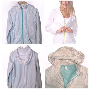 KYODAN Gray & White/Mint Green Full Zipper & Lining Lightweight Windbreaker SZ M